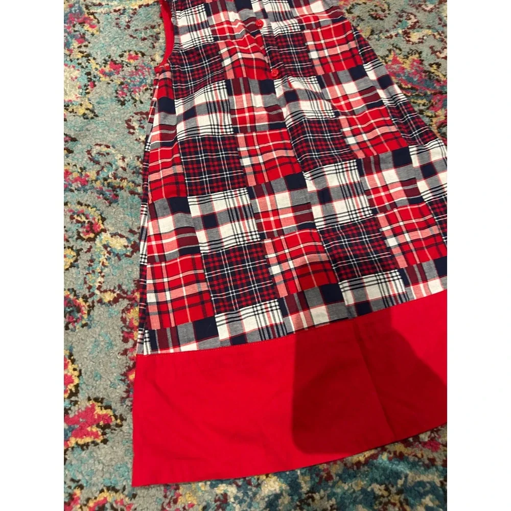 Gymboree Girls Red Plaid Patchwork Sleeveless Jumper Dress Size 4T Holiday k7035